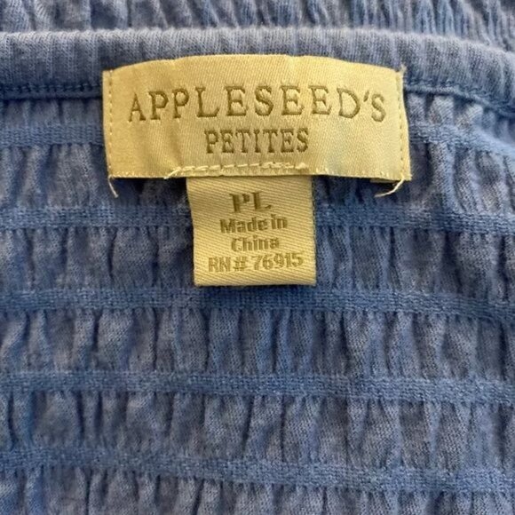 Appleseed Short Sleeve Top Solid Blue Petite Large - Picture 4 of 5
